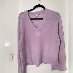 Autumn Cashmere 100% cashmere lavender lilac v neck sweater NWT